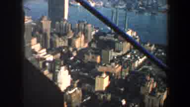 New York City (1960): View Of City Buildings Blue Water And Green Trees On A Sunny
