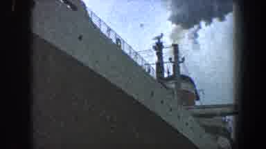 New York City (1960): View Of The Bow Of An Ocean Liner Ship Named United States