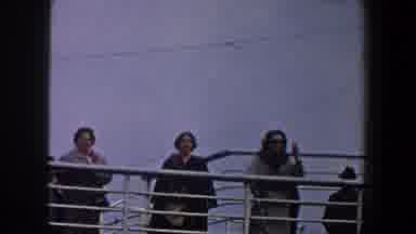 New York City (1960): Six People Looking Walking Top Platform Steel Guardrail