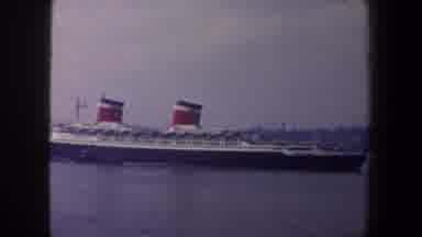 New York City (1960): Large Cruise Ship Slowly Sailing Away Land Can Be Seen In
