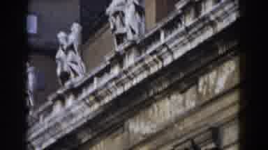 Rome Italy (1959): View Of Light Grey Statues On Top Of Dark Grey Building On A