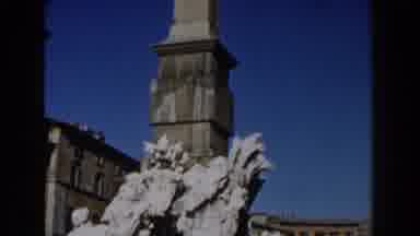 Rome Italy (1959): Stand-Alone Aging Concrete Square Column Monument Rising Into A