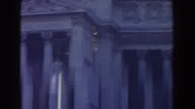Rome Italy (1959): A Large Building With Huge Columns And A Statue Of A Knight In