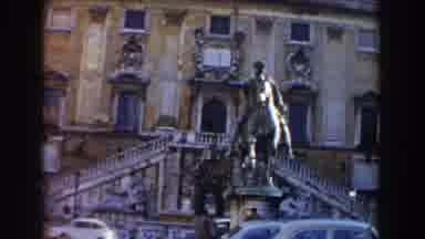 Rome Italy (1959): View Of Light Grey Horse Statue On A Clear Sunny Day