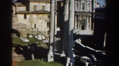 Rome Italy (1959): View Of Grey Buildings And Light Traffic On A Sunny Day