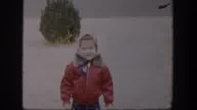 Nevada (1954): Little Kid Snow Tree Taking Photo Winter Clothes Red Angels
