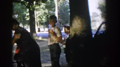 Nevada (1954): Mom With Children In The Sixties Looking At Each Her Under A Tree
