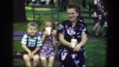 Washington DC (1948): Woman And Children Sit On Park Bench In Nice Weather