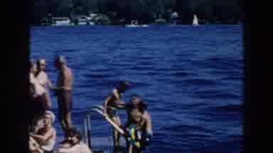 Brighton Michigan (1960): Three Boys Jump Into The River From A Cliff Where Others