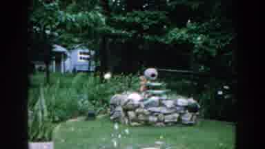 Brighton Michigan (1960): Calming Seaside Back Garden Behind Old Blue Cottage