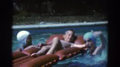 North Hollywood California (1961): Three People In A Swimming Pool Waving At The