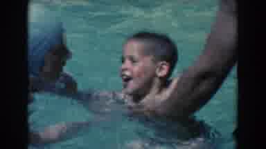 North Hollywood California (1961): Little Boy Learning To Swim Public Pool