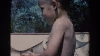 North Hollywood California (1961): Cute Child Jumping Into The Pool Of Clean Water