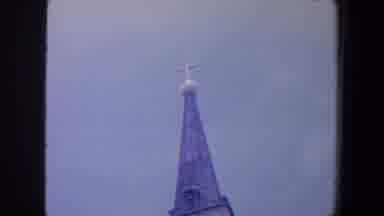 Saint Louis Missouri (1964): View Of Gold Cross On Top Of Grey Church Spire On A