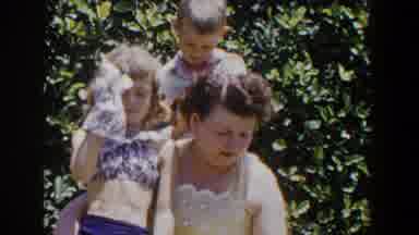 Lubbock Texas (1953): Family Of Mother And Two Children Boy And Girl Outside