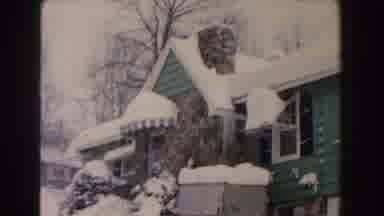 Dearborn Michigan-1961: View Of Green White And Black Snow Covered House On A