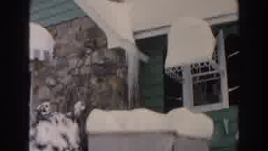 Dearborn Michigan (1961): Snowy Scene Of The Outside Of A Green And Stone House