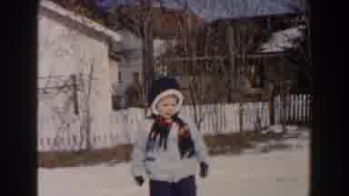 Dearborn Michigan (1961): Little Girl Running Along Sidewalk Surrounded By Snow