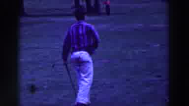 Ridgefield New Jersey (1961): Men Playing Baseball White Ball Plaid Shirt Green