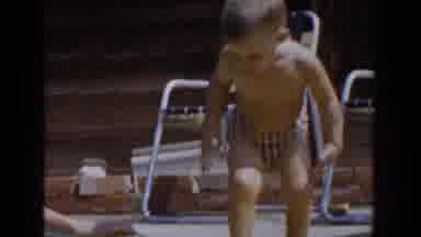Van Nuys California (1962): Year-old Boy Playing In The Pool With Donald Duck In