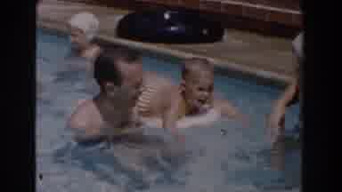 Van Nuys California (1962): Daddy And Son Having A Fun Afternoon At The Pool
