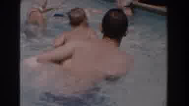 Van Nuys California (1962): A Father And His Kids Have A Good Time In Swimming