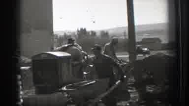 Washington (1939): Working Class Men Using Concrete Mixer And Wheelbarrow At Big