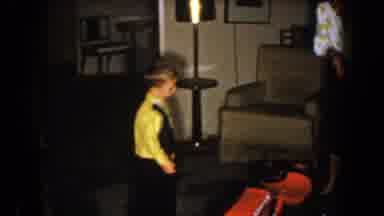 North Hollywood California (1961): Boy And Mother Living Room Setting Up Yalow