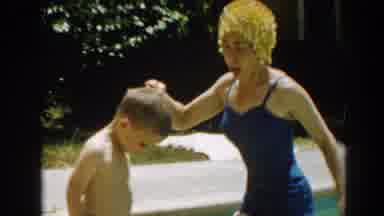 North Hollywood California (1961): Young Boy Goes To The Pool