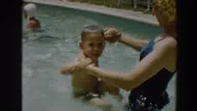 North Hollywood California (1961): Young Boy Talks With His Aunt On The Pool