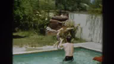 North Hollywood California (1961): A Boy Jumps Bravely To His Dad In The Pool