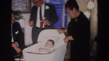Madison Wisconsin (1966): Adults Playing With Baby In Bassinet Talking Festive