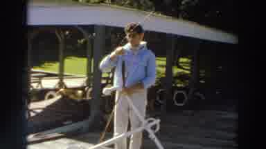 Madison Wisconsin (1966): Young Man Showing Off Fish On Fish Hook At The Lake