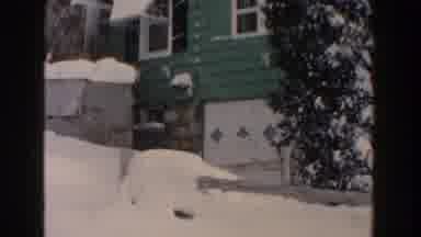 Dearborn Michigan (1960): Snow Piled Up Outside Home Blue Or Green Siding Atop
