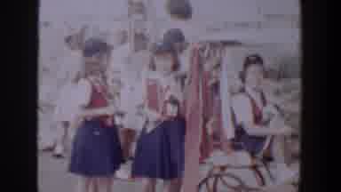 Lubbock Texas (1958): Three Campfire Girls Sitting In White Wagon On A Sunny Day