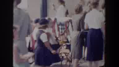 Lubbock Texas (1958): Kids Walking Together In A Group Wear Red White And Blue