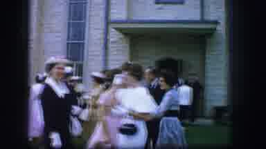 Moberly Missouri-1962: Wedding Guests Chatting Outside Church