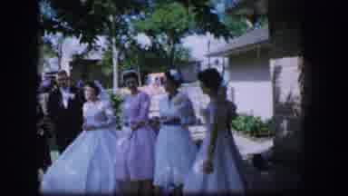 Moberly Missouri (1962): Wedding With Several People And Pretty Dresses Outside