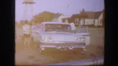 Fort Worth Texas (1964): A Few People And A Dog And Two Cars Parked Side By Side