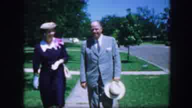 Fort Worth Texas (1964): Woman With Blue Dress And Hat And Man With Gray Dress