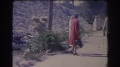 Sarasota Florida (1969): A Man Walks Towards An Office Building With People Moving