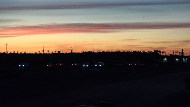 HUNTINGTON BEACH CALIFORNIA-2020: View Of Gold Sunset And Light Traffic On A