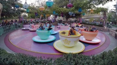 DISNEYLAND CALIFORNIA-2020: Several Families Enjoying Cup-Saucer Shaped Rides