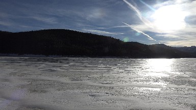 NEDERLAND COLORADO-2015: Sunny Day With A Mountain In The Background And Ice