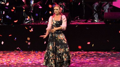 CABO SAN LUCAS MEXICO-2019: Woman Swaying in Beautiful Dress as Petals Rain from Ceiling