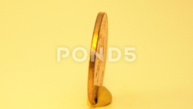 Beautiful Gold Coin With Flower Detail Spinning To Show All Sides