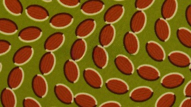 Psychedelic Image Of Red Ellipses In A Green Background