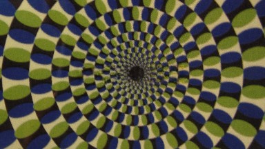 Pattern Of Cylindrical Shapes Blue Green And Black In Color On Pale Yellow