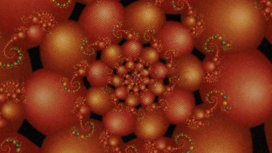 Orange Circular Shapes In Repeating Pattern Twirling On Screen Black Background