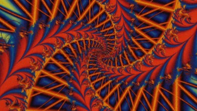 An Optical Illusion With A Bunch Of Weird Red And Blue Shapes That Are Spinning